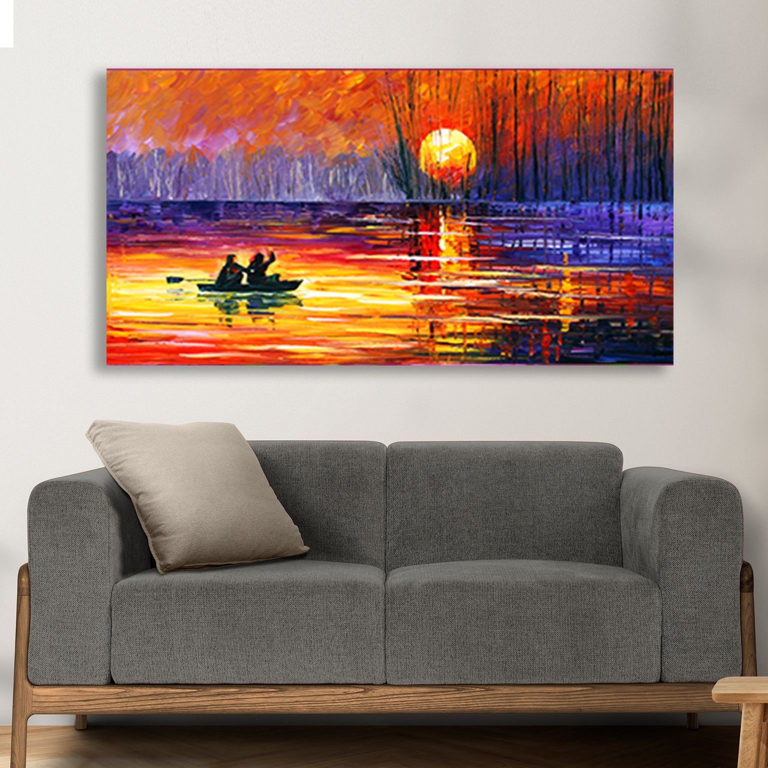 Classic Sunset Fishing Premium Canvas Wall Painting decorative masterpiece for home decor